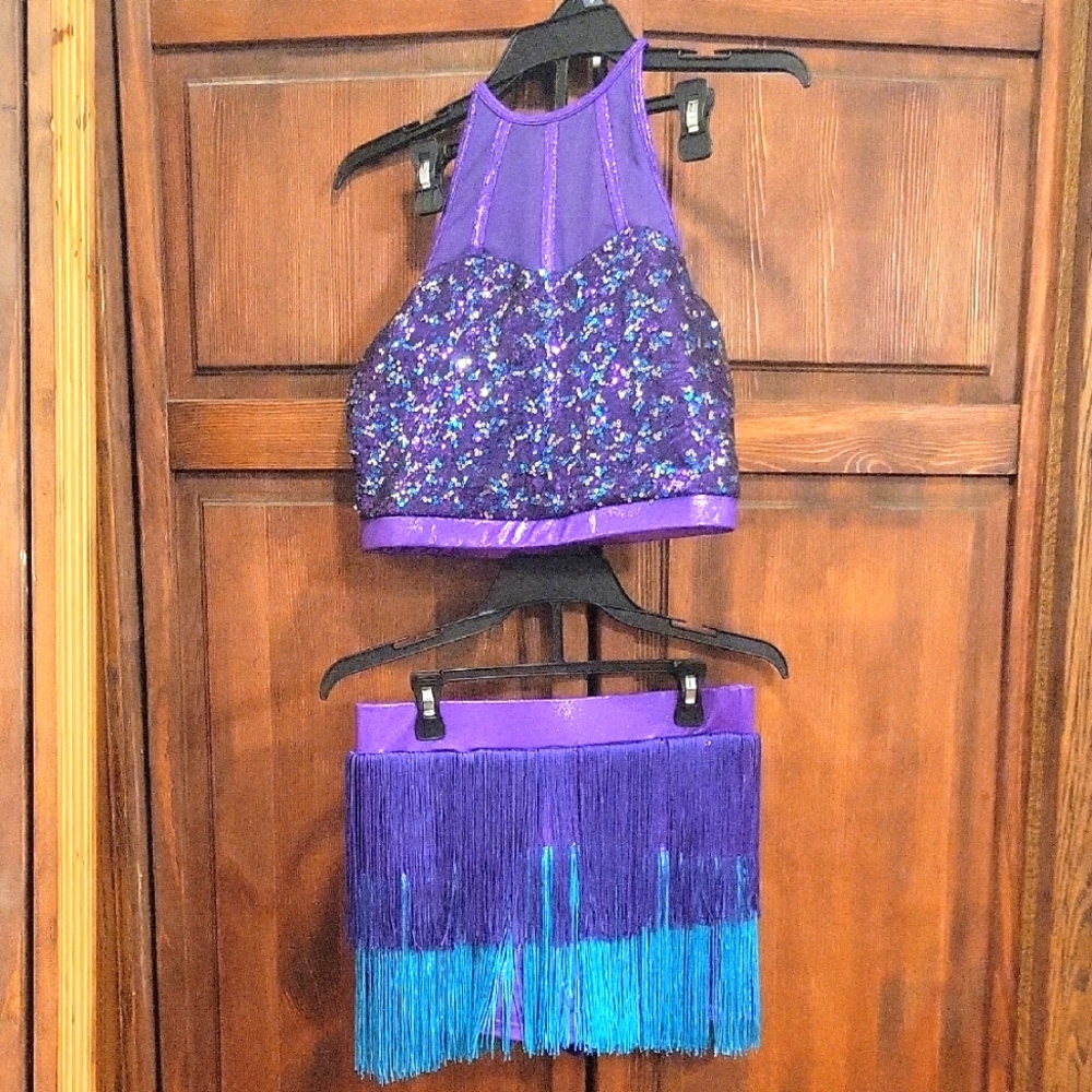 Revolution Dancewear Purple and Blue Sequin Fringe
